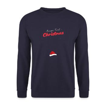First Christmas Bump - Funny Baby Pregnancy - Unisex Sweatshirt - navy - Front - Alina (178cm) & Michal (187cm)
