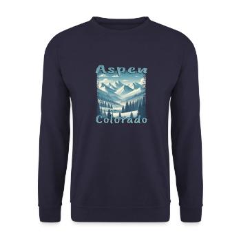 Aspen Winter Ski Snowboard Urlaub Grunge - Unisex Pullover - Navy - Vorne - Alina (178cm) & Michal (187cm)