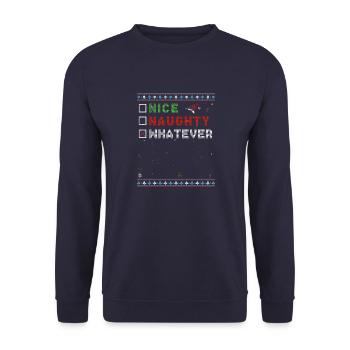 ni Nice Naughty Whatever - Noël Père Noël - Sweat-shirt Unisexe - marine - Devant - Alina (178cm) & Michal (187cm)