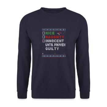 Nice Naughty – Innocent Until Proven Guilty – - Unisex Sweatshirt - navy - Front - Alina (178cm) & Michal (187cm)