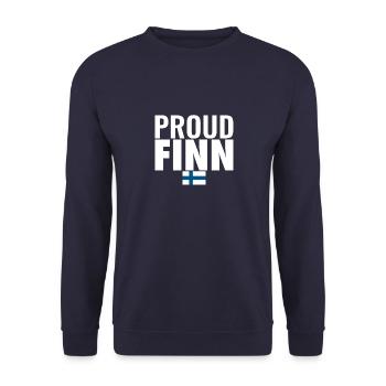 Proud Finn Finnland Finnische Flagge Finne - Unisex Pullover - Navy - Vorne - Alina (178cm) & Michal (187cm)