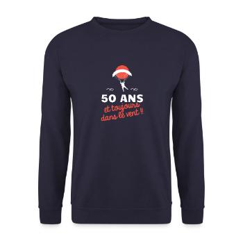 idée cadeau anniversaire amateurs de parapente - Sweat-shirt Unisexe - marine - Devant - Alina (178cm) & Michal (187cm)