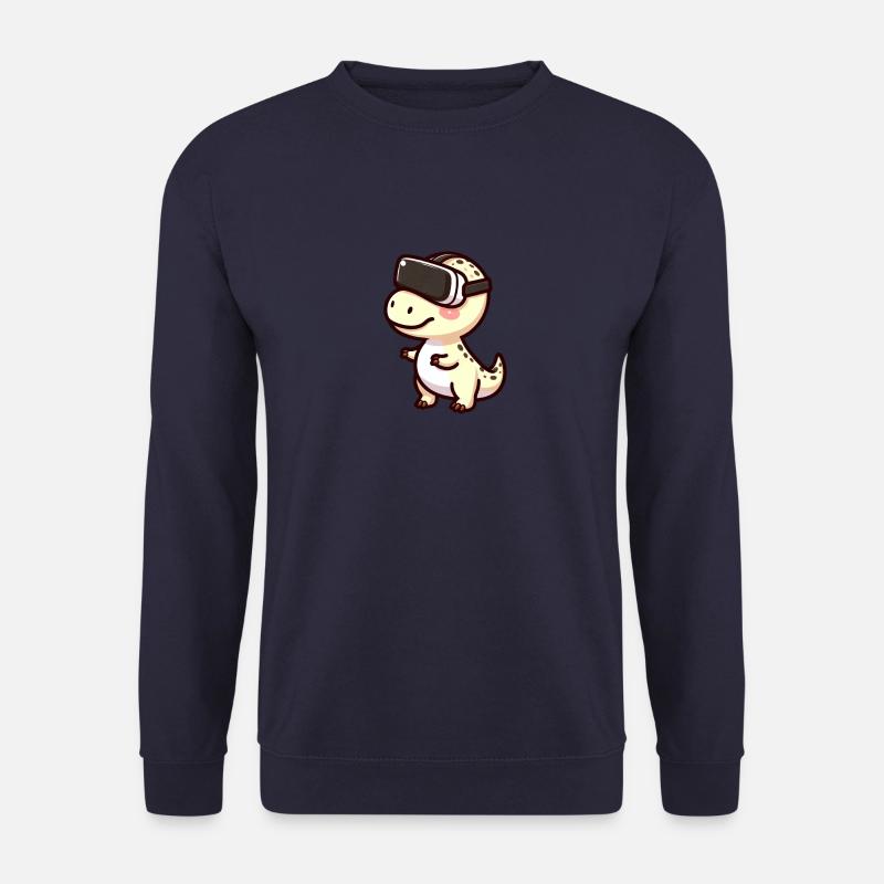 Süßer Dino T-Rex Virtual Reality Gamer Cartoon - Unisex Pullover - Navy
