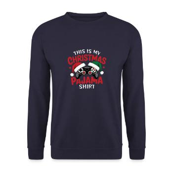 Gamer Weihnachten Pyjama Weihnachtsgeschenk - Unisex Pullover - Navy - Vorne - Alina (178cm) & Michal (187cm)