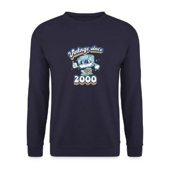 Vintage Depuis 2000 Classique 25ème Anniversaire Rétro - Sweat-shirt Unisexe - marine - Devant - Alina (178cm) & Michal (187cm)