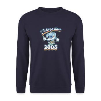 Vintage 2003 Cassette Cassette Rétro 22e anniversaire - Sweat-shirt Unisexe - marine - Devant - Alina (178cm) & Michal (187cm)