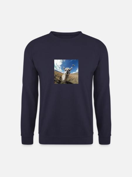 Llama Selfie with UFOs, weirder - Unisex Sweatshirt - navy