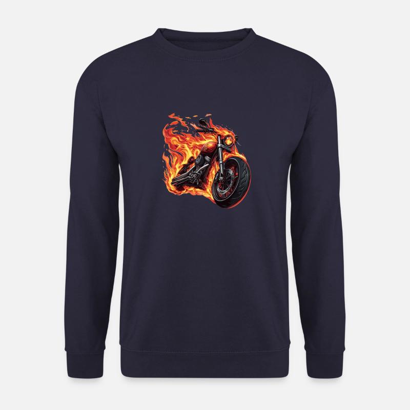 Motorcycle with flames - Unisex Sweatshirt - navy