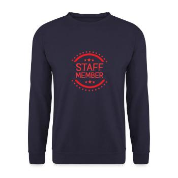 Staff Mitglied - Unisex Pullover - Navy - Vorne - Alina (178cm) & Michal (187cm)