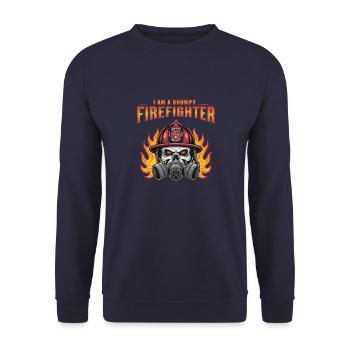 I AM A GRUMPY FIREFIGHTHER - Unisex Sweatshirt - navy - Front - Alina (178cm) & Michal (187cm)