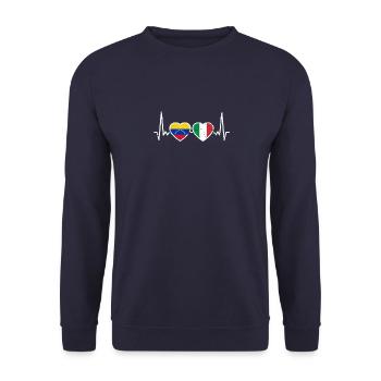 Venezuela Italy Heartbeat Flag Venezuelans - Unisex Sweatshirt - navy - Front - Alina (178cm) & Michal (187cm)