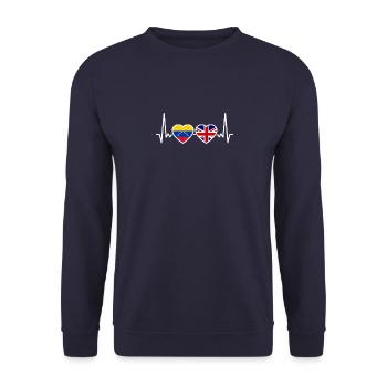 Venezuela Uk Heartbeat Flag Britischer Venezolaner - Unisex Pullover - Navy - Vorne - Alina (178cm) & Michal (187cm)