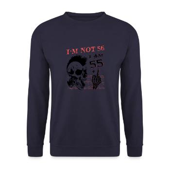 J’ai 55 ans et majeur - 56e anniversaire - Sweat-shirt Unisexe - marine - Devant - Alina (178cm) & Michal (187cm)