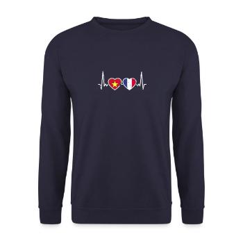 Vietnam Frankreich Herzschlag Flagge Vietnamese - Unisex Pullover - Navy - Vorne - Alina (178cm) & Michal (187cm)