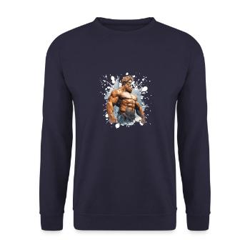 Greek Warrior Bodybuilding Gym - Unisex Pullover - Navy - Vorne - Alina (178cm) & Michal (187cm)