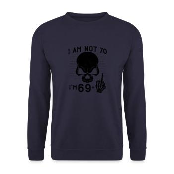 J’ai 69 ans et majeur - 70e anniversaire - Sweat-shirt Unisexe - marine - Devant - Alina (178cm) & Michal (187cm)