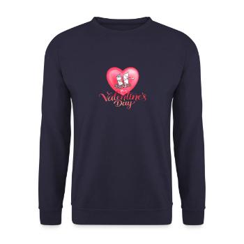 Niedliches Valentinstag-Schlittenfahrt-Paar Herz - Unisex Pullover - Navy - Vorne - Alina (178cm) & Michal (187cm)