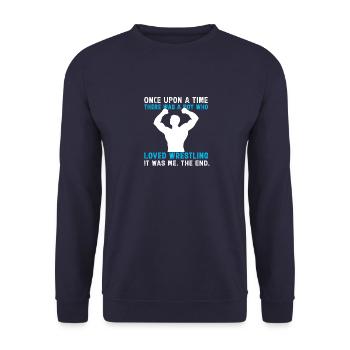 Once Upon A Time There Was A Boy Who Loved Wrestli - Unisex Pullover - Navy - Vorne - Alina (178cm) & Michal (187cm)