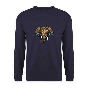 Tête de portrait d’éléphant - Sweat-shirt Unisexe - marine - Devant - Alina (178cm) & Michal (187cm)