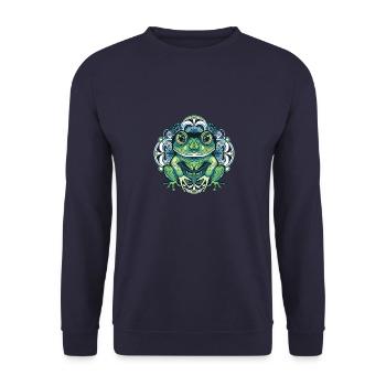 Frog Portrait - Unisex Sweatshirt - navy - Front - Alina (178cm) & Michal (187cm)