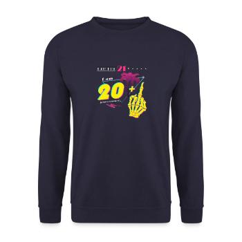 Je n’ai pas 21 ans, j’ai 20 ans + majeur - Retro 2004 - Sweat-shirt Unisexe - marine - Devant - Alina (178cm) & Michal (187cm)