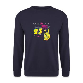 Je n’ai pas 24 ans, j’ai 23 ans + majeur - Retro 2001 - Sweat-shirt Unisexe - marine - Devant - Alina (178cm) & Michal (187cm)