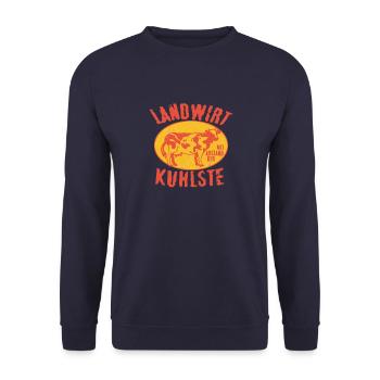 Cow farmer yellow red vintage look - Unisex Sweatshirt - navy - Front - Alina (178cm) & Michal (187cm)