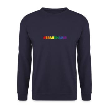 Brandmauer Regenbogen - Unisex Pullover - Navy - Vorne - Alina (178cm) & Michal (187cm)