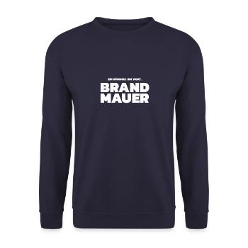 Brandmauer gegen rechts - Unisex Pullover - Navy - Vorne - Alina (178cm) & Michal (187cm)