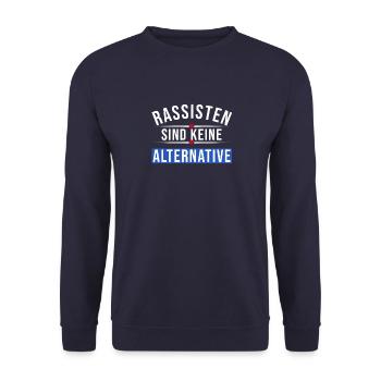 Rassisten sind keine Alternative Anti-Rechts - Unisex Pullover - Navy - Vorne - Alina (178cm) & Michal (187cm)