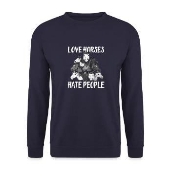 Love Horses hate People - Unisex Sweatshirt - navy - Front - Alina (178cm) & Michal (187cm)