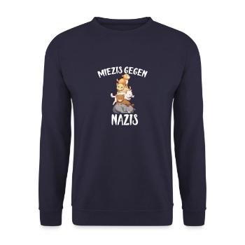 Miezis gegen Nazis Anime Katzen - Unisex Pullover - Navy - Vorne - Alina (178cm) & Michal (187cm)
