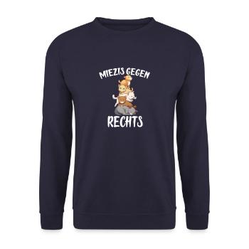 Miezis gegen Rechts Anime Katzen - Unisex Pullover - Navy - Vorne - Alina (178cm) & Michal (187cm)