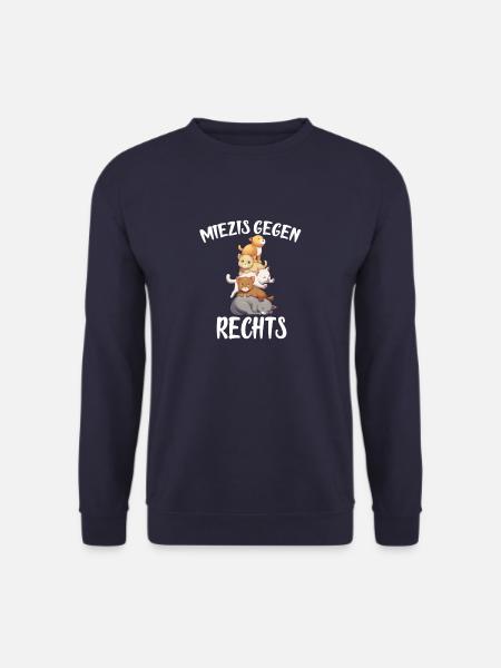 Miezis gegen Rechts Anime Katzen - Unisex Pullover - Navy