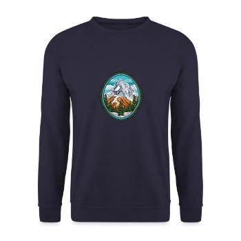 Mountains Nature Symbol - Unisex Sweatshirt - navy - Front - Alina (178cm) & Michal (187cm)
