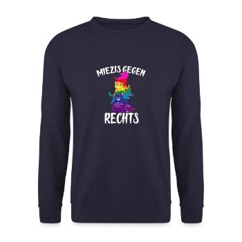 Gay miezen gegen rechts - Unisex Pullover - Navy - Vorne - Alina (178cm) & Michal (187cm)