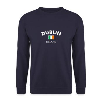 Dublin Ireland Irland Irische Flagge Stolzer Ire - Unisex Pullover - Navy - Vorne - Alina (178cm) & Michal (187cm)