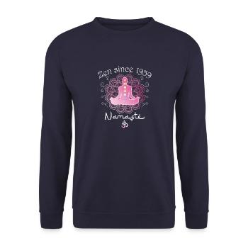 Zen Since 1959 - 66 Years of Tranquil Wisdom - Unisex Sweatshirt - navy - Front - Alina (178cm) & Michal (187cm)