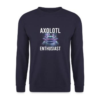 Axolotl Vintage Amphibian Aquatic Sprüche - Unisex Pullover - Navy - Vorne - Alina (178cm) & Michal (187cm)