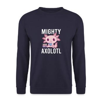 Axolotl Vintage Amphibian Aquatic Sprüche - Unisex Pullover - Navy - Vorne - Alina (178cm) & Michal (187cm)