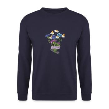 Blossom Spirit Blumenstrauß Blossom Spirit Floral - Unisex Pullover - Navy - Vorne - Alina (178cm) & Michal (187cm)