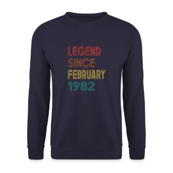 Legend Since February 1982 Men Women Vintage 1982 - Unisex Sweatshirt - navy - Front - Alina (178cm) & Michal (187cm)
