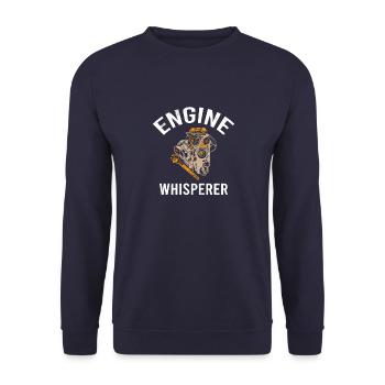 KFZ – Mechaniker Car Mechanik Vintage Werkstatt - Unisex Pullover - Navy - Vorne - Alina (178cm) & Michal (187cm)
