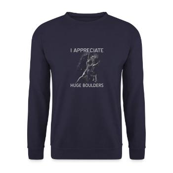 Kletterer Klettern Bergsteigen Berge - Unisex Pullover - Navy - Vorne - Alina (178cm) & Michal (187cm)