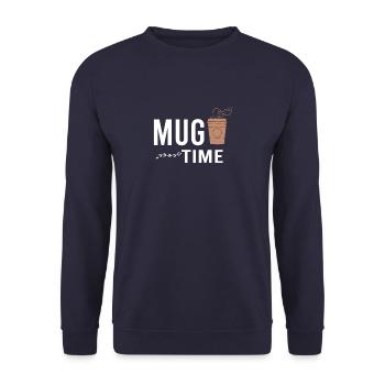 Kaffee Coffee Koffein Vintage Cafe Sprüche - Unisex Pullover - Navy - Vorne - Alina (178cm) & Michal (187cm)