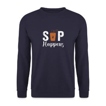 Kaffee Coffee Koffein Vintage Cafe Sprüche - Unisex Pullover - Navy - Vorne - Alina (178cm) & Michal (187cm)