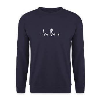 Kletterer Klettern Bergsteigen Berge - Unisex Pullover - Navy - Vorne - Alina (178cm) & Michal (187cm)