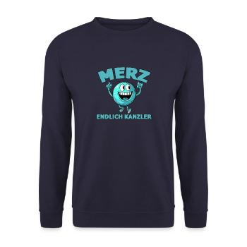 Merz Endlich Kanzler - Unisex Pullover - Navy - Vorne - Alina (178cm) & Michal (187cm)