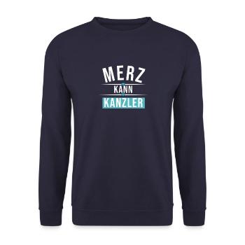 Merz kann Kanzler - Unisex Pullover - Navy - Vorne - Alina (178cm) & Michal (187cm)