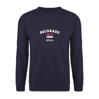 Belgrade Serbie Drapeau serbe Fier Serbe - Sweat-shirt Unisexe - marine - Devant - Alina (178cm) & Michal (187cm)